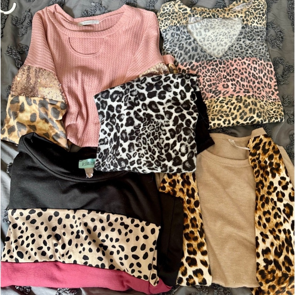 5 Size Small/medium Leopard Print Pink Lily longsleeve shirt bundle!